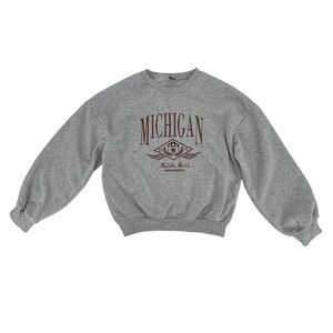 SHEIN Gray Michigan Print Crewneck Fleece Lined Sweatshirt Size Large Women’s